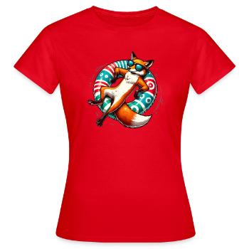 A relaxed fox on a swimming ring - Women's T-Shirt - red - Front - AI Model Female 172 dark (172cm)