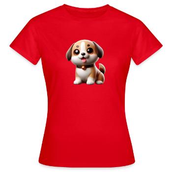 Niedlicher Hund - Frauen T-Shirt - Rot - Vorne - AI Model Female 172 dark (172cm)