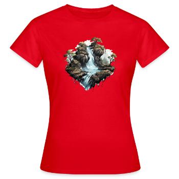 Wasserfall 01 - Frauen T-Shirt - Rot - Vorne - AI Model Female 172 dark (172cm)