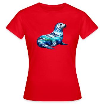 Siegel - Frauen T-Shirt - Rot - Vorne - AI Model Female 172 dark (172cm)