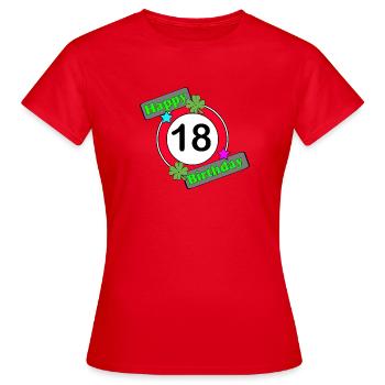 18e anniversaire de naissance , Âge de la majorité , Joyeux anniversaire 18 (25 - T-shirt Femme - rouge - Devant - AI Model Female 172 dark (172cm)