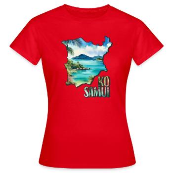 Aquarell Landkarte Ko Samui - Frauen T-Shirt - Rot - Vorne - AI Model Female 172 dark (172cm)