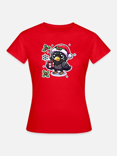 Festive Crow Mischief - Frauen T-Shirt - Rot
