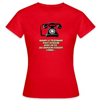 Wenn das Telefon ein Kabel hatte - Frauen T-Shirt - Rot - Vorne - AI Model Female 172 dark (172cm)