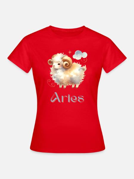 Elegantes Aries Sternzeichen Aquarell Geschenk - Frauen T-Shirt - Rot