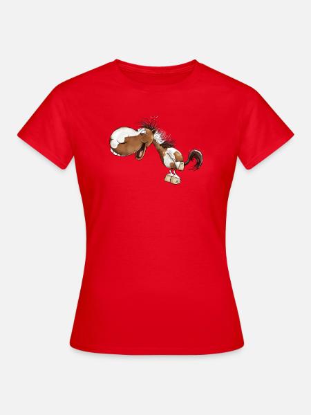 Lachendes Pferd Schecke Pferdeliebhaber - Frauen T-Shirt - Rot