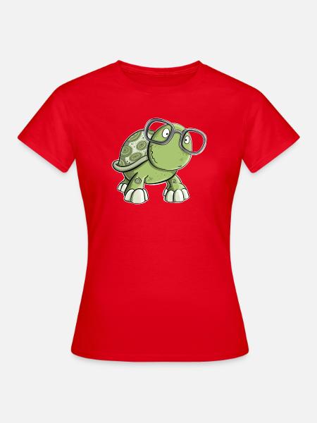 Schildkröte mit Brille - Frauen T-Shirt - Rot