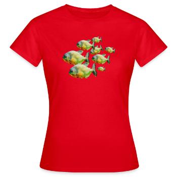 Fische im Schwarm - Frauen T-Shirt - Rot - Vorne - AI Model Female 172 dark (172cm)