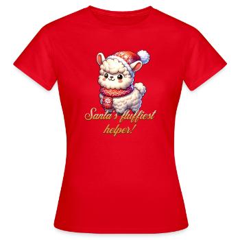 Alpaca - Santa's little helper! - Women's T-Shirt - red - Front - AI Model Female 172 dark (172cm)