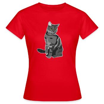 Graue Katze - Frauen T-Shirt - Rot - Vorne - AI Model Female 172 dark (172cm)