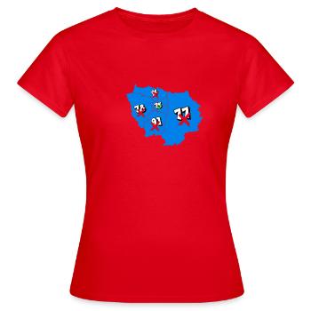 Région île de france - T-shirt Femme - rouge - Devant - AI Model Female 172 dark (172cm)