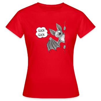 Guck Guck Fledermaus Cartoon Flughund - Frauen T-Shirt - Rot - Vorne - AI Model Female 172 dark (172cm)