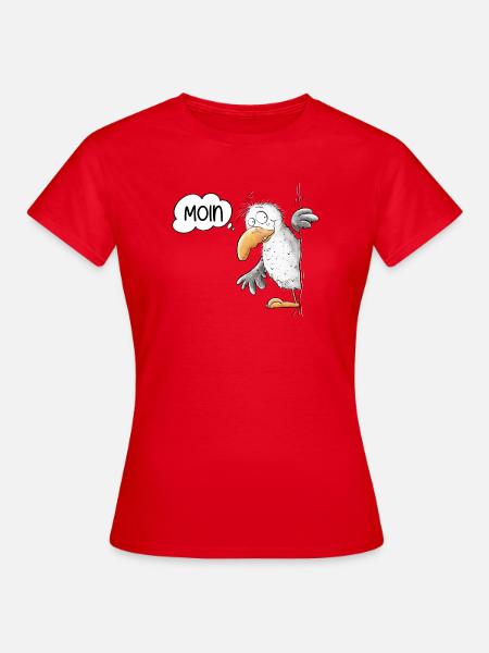 Moin Spruch Möwe Tiermotiv - Frauen T-Shirt - Rot