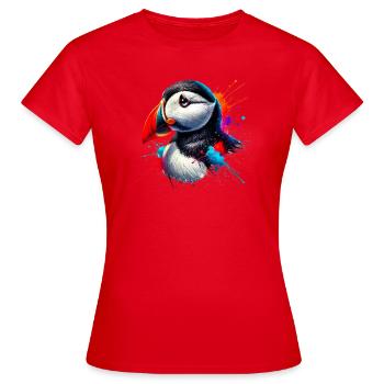 Papageitaucher - Frauen T-Shirt - Rot - Vorne - AI Model Female 172 dark (172cm)