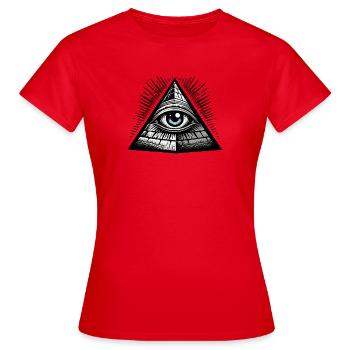 Tout Œil Voyant Conspiration Illuminati Secret p - T-shirt Femme - rouge - Devant - AI Model Female 172 dark (172cm)