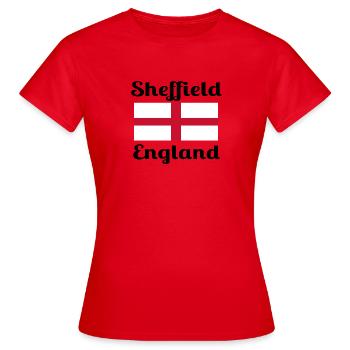 Sheffield English - Imprimés élégants - T-shirt Femme - rouge - Devant - AI Model Female 172 dark (172cm)