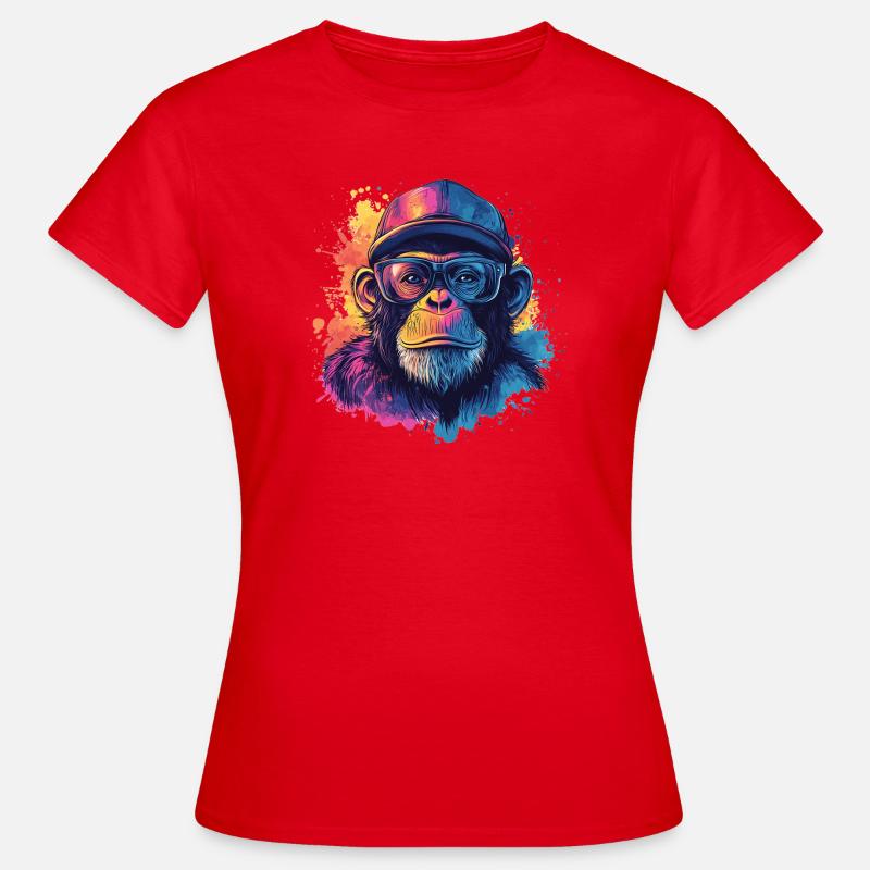 Watercolor Hipster Monkey - Women's T-Shirt - red