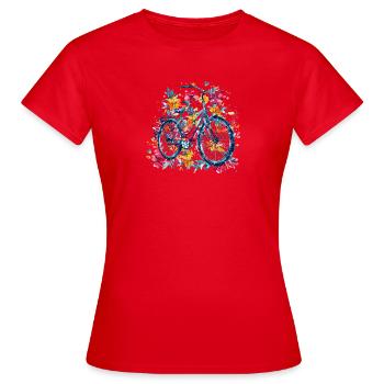 Fahrrad mit Blumen - Frauen T-Shirt - Rot - Vorne - AI Model Female 172 dark (172cm)