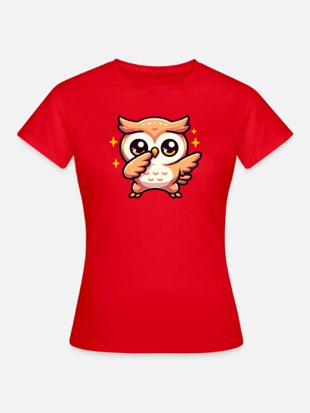 Dabbing Cartoon Eule - Frauen T-Shirt - Rot