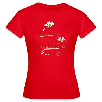 Elle m’aime, elle ne m’aime pas ? - T-shirt Femme - rouge - Devant - AI Model Female 172 dark (172cm)