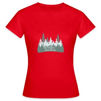 Winterwunderwald Silhouetten - Frauen T-Shirt - Rot - Vorne - AI Model Female 172 dark (172cm)