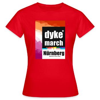 Dyke*March Nürnberg 2025 lesbian flag - Frauen T-Shirt - Rot - Vorne - AI Model Female 172 dark (172cm)