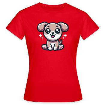 Niedlicher Hund - Frauen T-Shirt - Rot - Vorne - AI Model Female 172 dark (172cm)