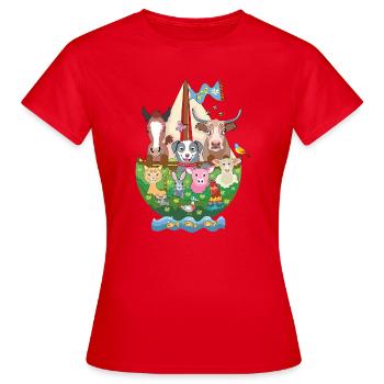 Noahs Arche - Frauen T-Shirt - Rot - Vorne - AI Model Female 172 dark (172cm)
