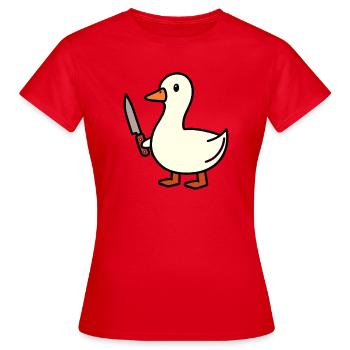 White Goose Duck Duckling Knife Defense Defense - Women's T-Shirt - red - Front - AI Model Female 172 dark (172cm)