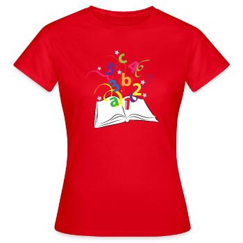 Livre avec des lettres et des chiffres colorés - T-shirt Femme - rouge - Devant - AI Model Female 172 dark (172cm)