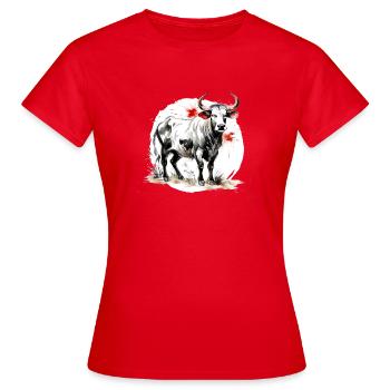 signe du zodiaque chinois Buffle - T-shirt Femme - rouge - Devant - AI Model Female 172 dark (172cm)