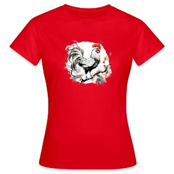 Chinesisches Sternzeichen Hahn - Frauen T-Shirt - Rot - Vorne - AI Model Female 172 dark (172cm)