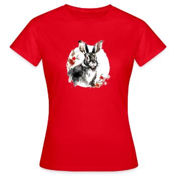 signe du zodiaque chinois Lapin - T-shirt Femme - rouge - Devant - AI Model Female 172 dark (172cm)