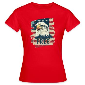American flag with eagle - Women's T-Shirt - red - Front - AI Model Female 172 dark (172cm)