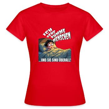Lustiges Design im Comic Style, Humor IQ Mann Frau - Frauen T-Shirt - Rot - Vorne - AI Model Female 172 dark (172cm)