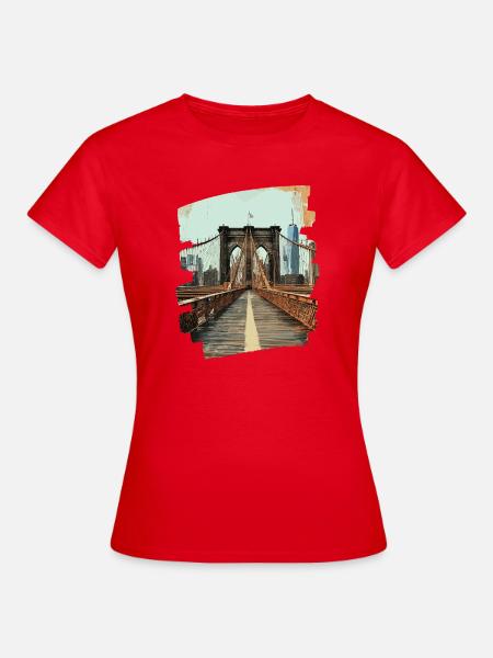 Brooklyn Bridge - Frauen T-Shirt - Rot