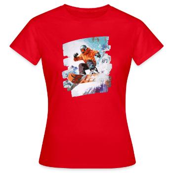 Snowboarder powder snow - Women's T-Shirt - red - Front - AI Model Female 172 dark (172cm)