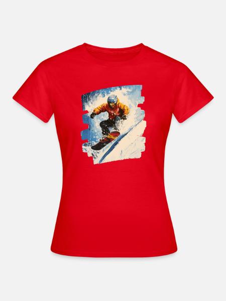 Snowboarder Pulverschnee - Frauen T-Shirt - Rot