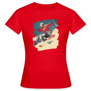 Snowboarder poudreuse - T-shirt Femme - rouge - Devant - AI Model Female 172 dark (172cm)