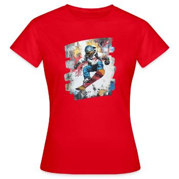 Snowboarder poudreuse - T-shirt Femme - rouge - Devant - AI Model Female 172 dark (172cm)