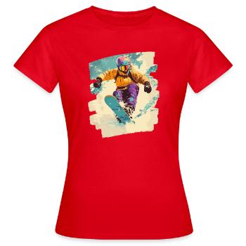 Snowboarder powder snow - Women's T-Shirt - red - Front - AI Model Female 172 dark (172cm)