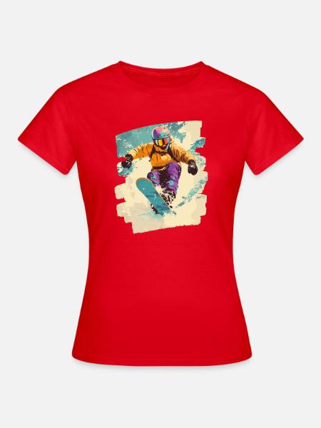 Snowboarder Pulverschnee - Frauen T-Shirt - Rot