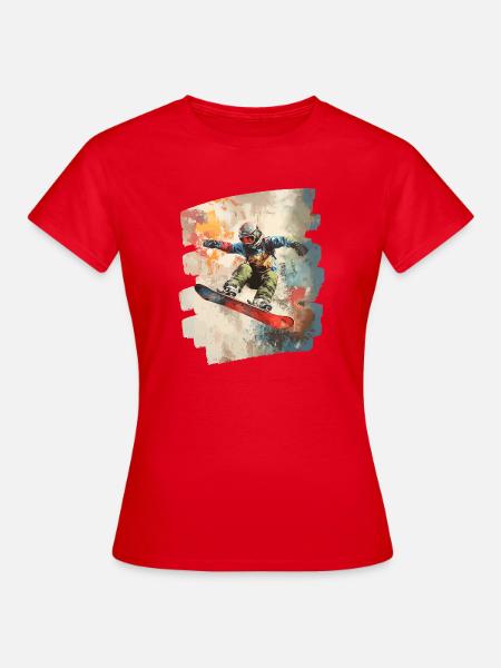 Snowboarder Pulverschnee - Frauen T-Shirt - Rot
