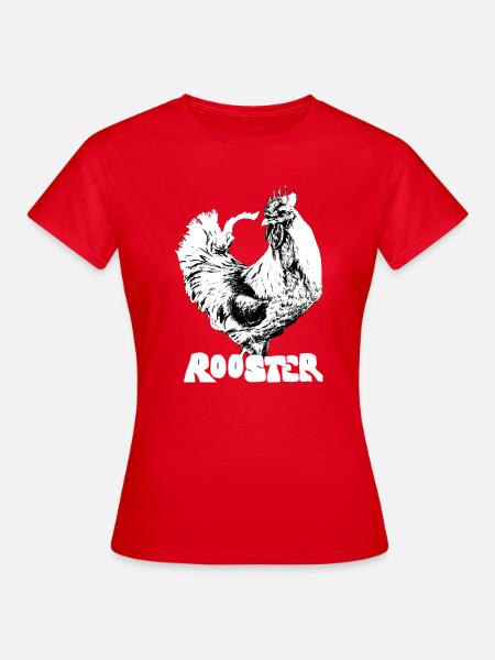 Rooster Silhouette mit Schrift - Frauen T-Shirt - Rot