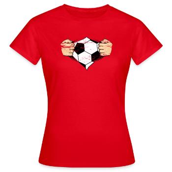 Fussball Design used - Frauen T-Shirt - Rot - Vorne - AI Model Female 172 dark (172cm)