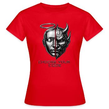 Code des Lichts und der Dunkelheit - Frauen T-Shirt - Rot - Vorne - AI Model Female 172 dark (172cm)
