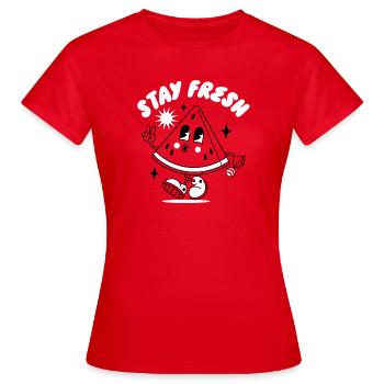 Mascotte Stay Fresh - T-shirt Femme - rouge - Devant - AI Model Female 172 dark (172cm)