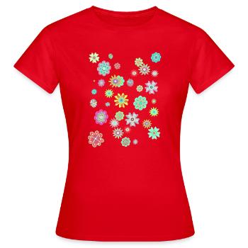 Flower Power Peace & Power Unisexe - T-shirt Femme - rouge - Devant - AI Model Female 172 dark (172cm)