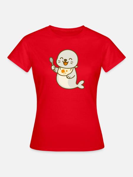 Futtern mit dem Robbenbaby - Frauen T-Shirt - Rot