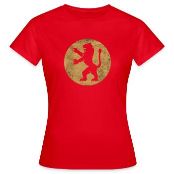 Symbolischer Löwe von Juda im Goldenen Kreis - Frauen T-Shirt - Rot - Vorne - AI Model Female 172 dark (172cm)